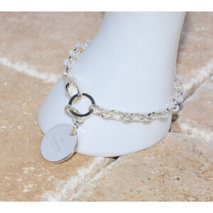 925 Sterling Silver Gucci Trademark Charm Chain Link Bracelet 9.5 inch NEW!!!